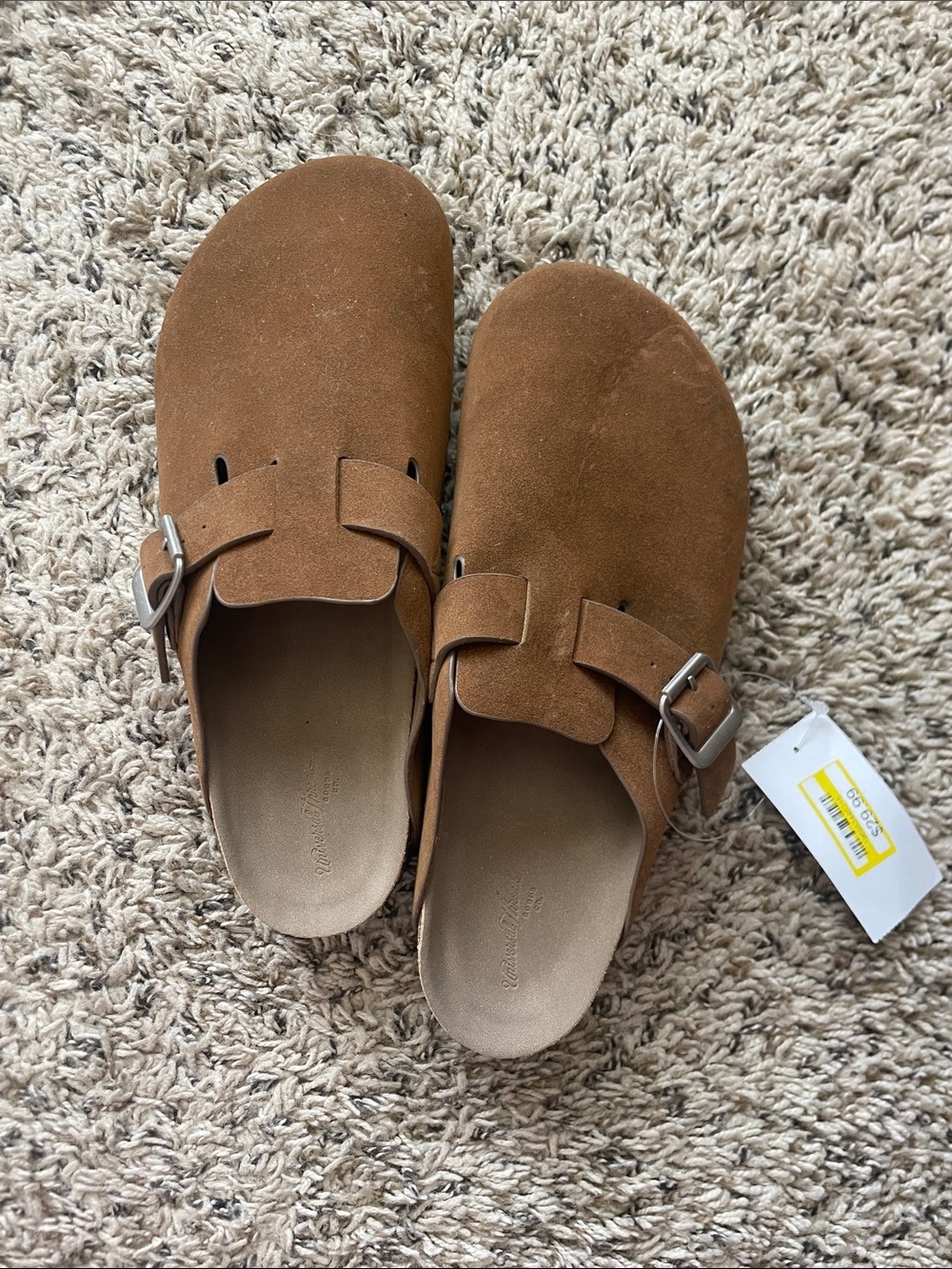 Suede Slip-On Clogs in Brown